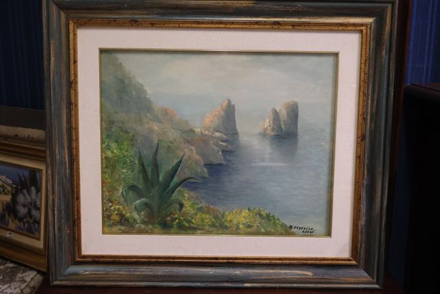 Massimo FEDERICO « Vue de Capri ». Huile sur toile. Signé en bas ...
