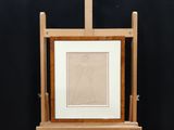 an image of a drawing of a woman in a dress on a easel
