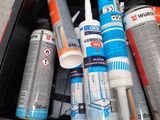 many different types of construction materials in a tool box