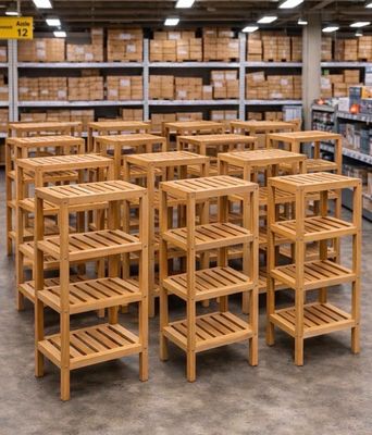 Lot de 20 étagères 4 niveaux de 1 M neuf en bois - neuf. - Photo 1