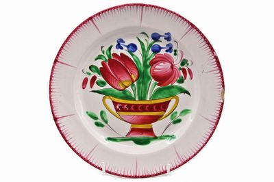 LES ISLETTES - Circa 1800 Assiette en faïence émaillée polyc…