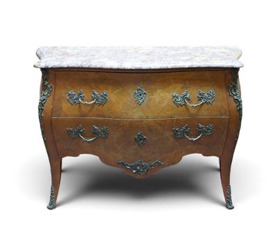an antique chest of drawers with marble top on a white background