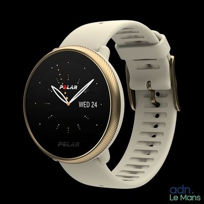 a close up of a smart watch on a black background