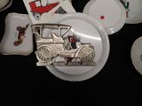 a plate with a train on it and a plate with a train on it
