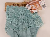 the panties are blue and have lacy lace on them