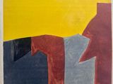 une image représentant un tableau d'un bâtiment rouge et jaune