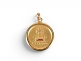 a close up of a gold coin with a crown on it