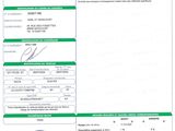 a green and white document with a picture of a man in a suit