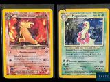 two pokemon cards are shown side by side on a black background
