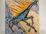 painting of a giraffe with a long neck and long legs