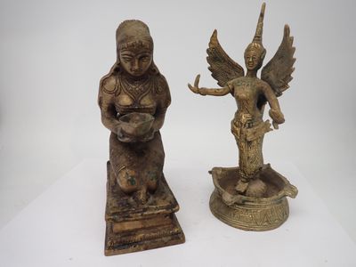 INDE Sujet en bronze, et un second en laiton, H. 17cm et 18,5cm - Photo 1