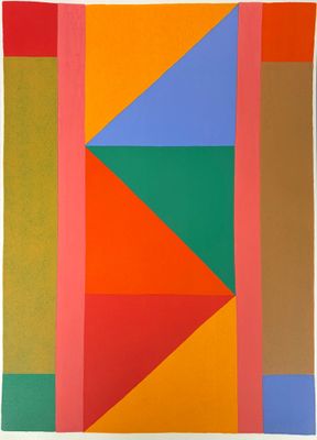 une peinture représentant un carré aux couleurs variées