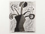 une image représentant un dessin en noir et blanc de fleurs dans un vase