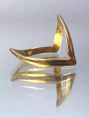 an image of a gold ring on a reflective surface