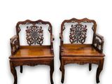 pair of antique chinese chairs with carved back and arms