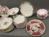 a lot of plates that are sitting on a table