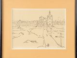 une image représentant un dessin d'une vue de ville