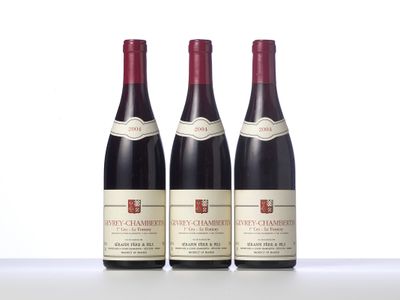 three bottles of wine are lined up on a table
