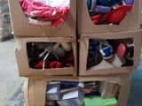 a cart with boxes full of items on top of it