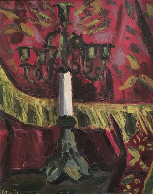 une image représentant un tableau où l'on voit une bougie posée sur une table
