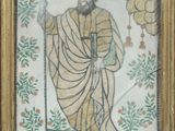 tableau représentant un homme muni d'un bâton, dans un cadre doré