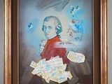 painting of a man in a red coat holding a bunch of papers