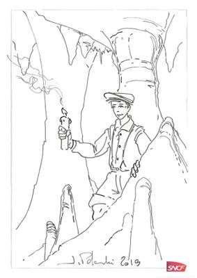 Joel Polomski - "La grotte" - Dessin original sur feuille de…