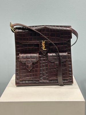 saint laurent brown croce leather cross body bag