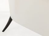 a close up of a white chair with black legs on a white background