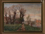 an image of a painting of a landscape with trees and a river