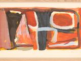 une image représentant un tableau abstrait aux couleurs rouge, noir et blanc