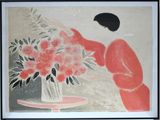 a painting of a woman arranging flowers on a table