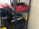 a shelf with a lot of items on it in a room
