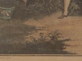 an old picture of a man and a woman in the woods