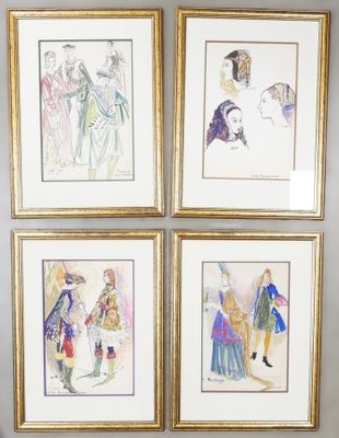 quatre photos encadrées représentant une femme et trois hommes en costume
