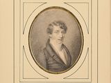 portrait d'un homme en costume-cravate dans un cadre blanc