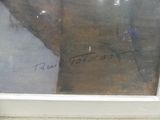 a painting of a horse in a window with writing on it