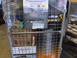 a cart with a lot of items in it in a warehouse