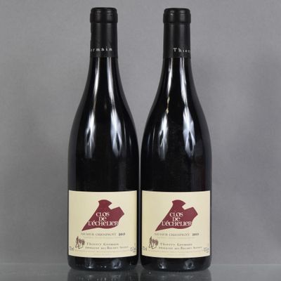 deux bouteilles de vin posées sur une table l'une à côté de l'autre
