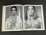 two black and white photos of a woman in a dress and a man in a jacket