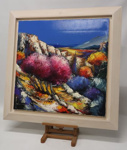 Christof MONNIN (1968) « amandiers en fleurs ». Huile sur toile. ...