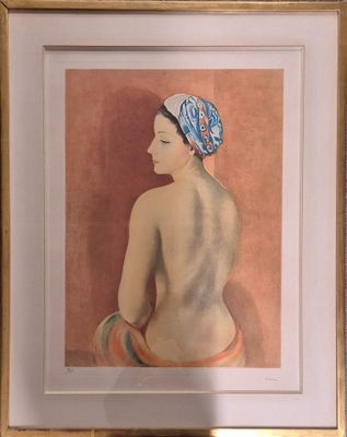 tableau représentant une femme coiffée d'un turban, dans un cadre doré