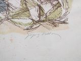 a drawing of a man and a woman sitting on a bench