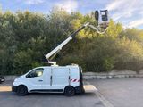 a white truck parked in a parking lot with trees in the background