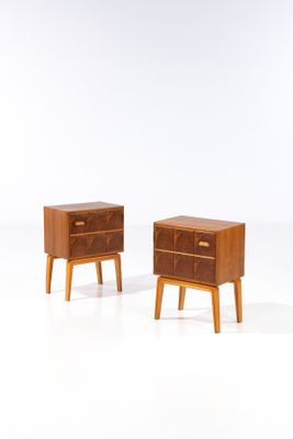 paire de tables de chevet danoises du milieu du siècle, en teck et noyer, années 1960