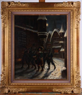 P. ROTH (XIXe - XXe siècle) Soldats dans la neige