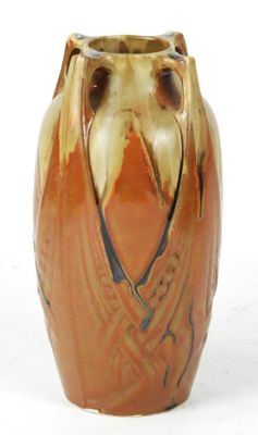 DENBAC à Vierzon. Vase à haut col en grès émaillé marron et …