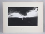 an image of a black and white photo of a person on a surfboard