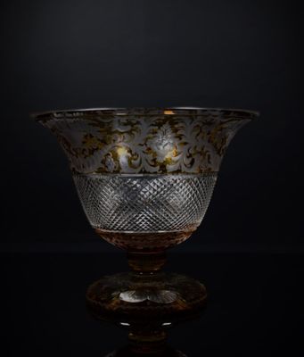 BOHEME - COUPE sur piédouche en cristal incolore et ambre ta…
