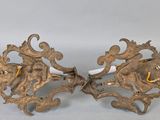 pair of antique brass wall sconces with lions and flowers